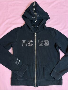 BCBG Rhinestone Zip-Up Hoodie Jacket